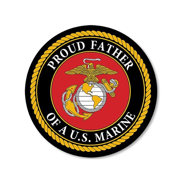 Round Proud Father of A US Marine Sticker (Dad Vinyl