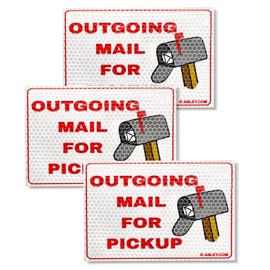 Anley Reflective Outgoing Mail for Pickup Magnet Sign 4x6 In - Magnetic Replacement for Universal Mailbox Flags - Alert Postal Carrier Raised Signal Sign Perfect for Home and Business Mailbox (3 Pack)