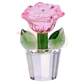 MYDILI K9 Crystal Red Rose Lotus Crystal Flower Figurine Birthday Present for Women Popular Retirement Gift for Her Wife Mother Wedding Anniversary Present Wedding Gift Valentine's Day Purification