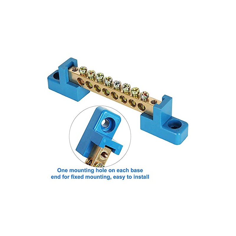 Wobekuy 8 Terminal Bus Bar Terminal Block 10 Pack Brass
