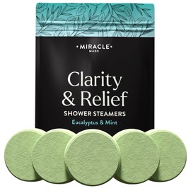 Miracle Made Mint Aromatherapy Shower Steamers – Essential Oil Shower Bombs for Relaxation, Nasal Relief & Daily Self-Care - 15 Shower Melt Tablets