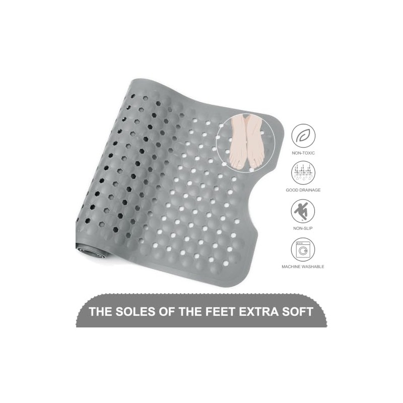 TEESHLY Non-Slip Extra Large Bath Mat with Drain Holes