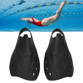 Black Short Fins Comfortable and Adjustable Swimming Training TPR Short Fins Softer Edges for Snorkeling, Swimming and Diving