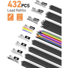 25PCS Art Mechanical Pencil Set with Case 3PCS Metal Artist Lead 0.5 0.7 0.9 mm &amp; 2mm Holder (HB 2H 2B 4B Color) 432PCS Graphite Refills for Drawing Sketching - Style: 0.5mm+0.7mm+0.9mm+2.0mm