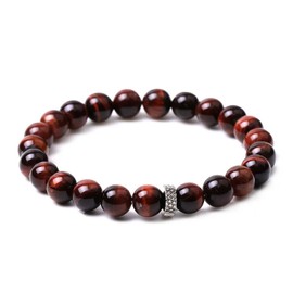 OZ Jewels - Natural Stone - Healing Lucky Charm Bangle with 8 mm Beads - Stretchy Pearl Jewellery for Women and Men, One Size, Stone