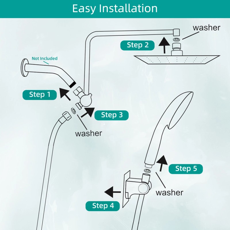 Hibbent Shower Faucet Set w/Handheld Kit Rainfall Shower Head Combo