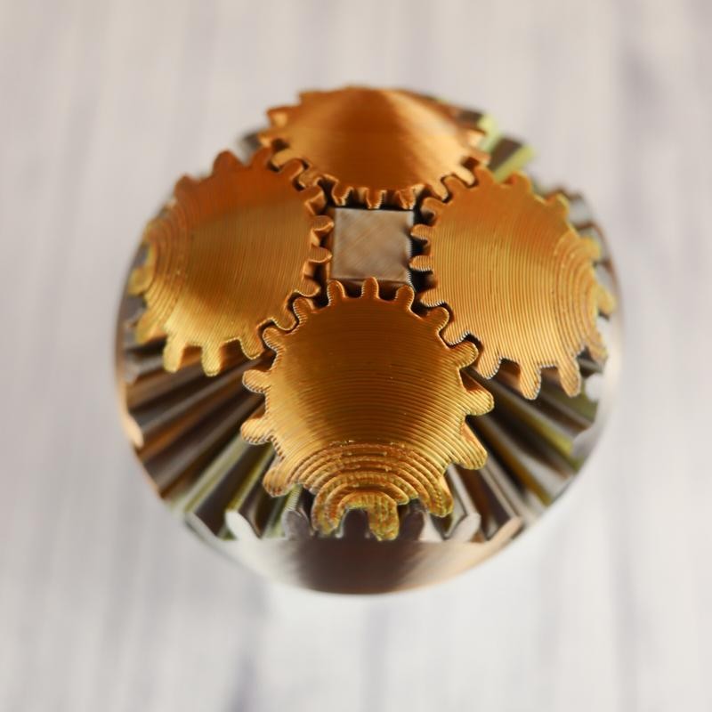 3D Printed - Mechanical Gear Ball Figurine Decor Plastic Smooth:_Black