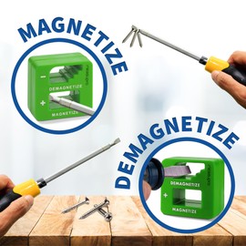 MeasuPro Demagnetizer and Magnetizer - Green - 3 Pack - for Screwdrivers Tips, Bits, and Small Tools, Large or Big Screws, Drills, Drill Bits, Sockets, Nuts, Bolts, Nails and Precision Construction