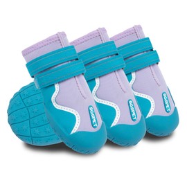 SGSPET Dog Shoes, Waterproof Dog Boots & Paw Protectors with Anti-Slip Sole, 4pcs/Set Pet Dog Booties, Reflective Dog Shoes for Small Medium Large, Winter Snowy Summer Hot Pavement (Blue, 4# (S))