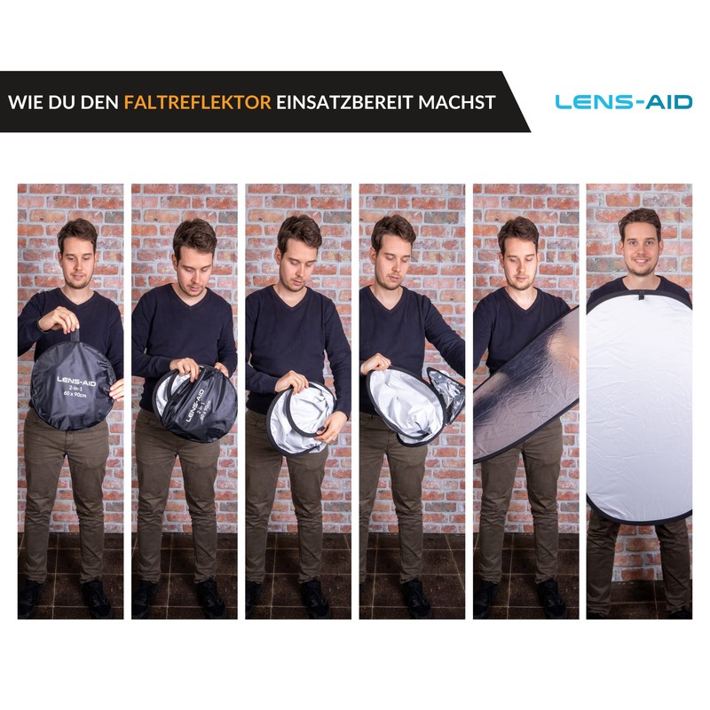 Lens-Aid 60 x 90 cm Folding Reflector 2-in-1: Foldable Photography