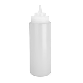 Vogue Squeeze Sauce Bottle 910 ml/32 oz, Clear Polyethylene, Wide Neck for Mess-Free Filling, Precise Narrow Dispenser Tip, Refillable Sauce Bottle, Screw Top Design, Commercial or Home Use, E093