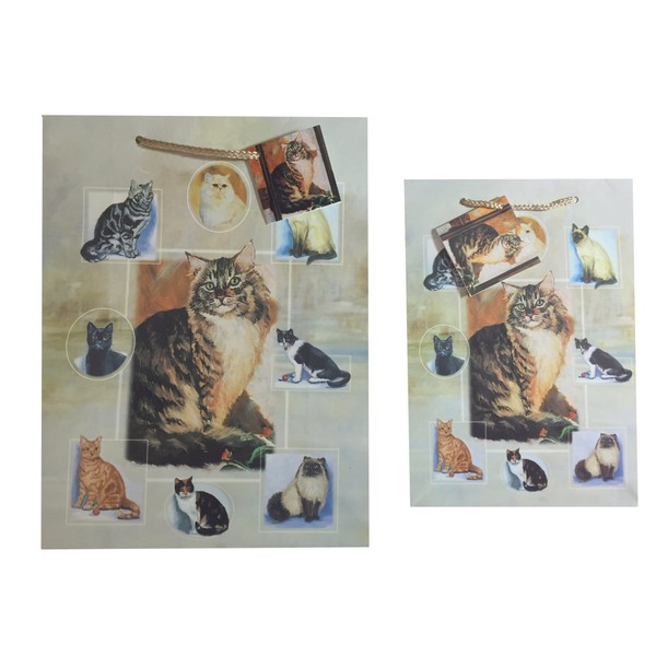 Cat Gift Bags Set of Two - One Small and One Medium
