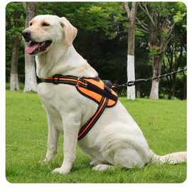 Dog Harness, PETSOSTEP's Small, Medium, And Large Breathable, Adjustable, Handheld and Free Lead. Strong and Durable Premium Reflective OXFORD Cloth for Maximum Visibility