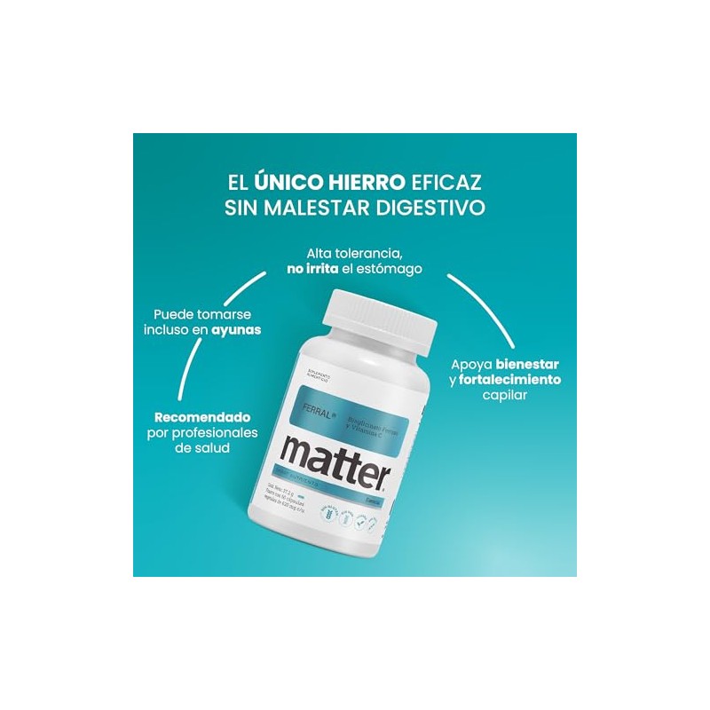 Matter Ferral Bisglicinato Ferroso Quelado Ferrochel Vitamina Suplemento Hierro Alta
