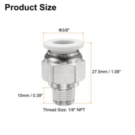 HARFINGTON 5pcs Push to Connect Fitting 3/8" Tube OD x 1/8" NPT Thread Male Straight Union Fitting Copper Quick Connect Pneumatic Fitting for Semi Truck Trailers Air Brake System, White