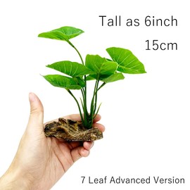 Smoothedo-Pets Fish Tank Decor Aquarium Decorations Ornaments Betta Leaf pad Hammock 6inch Plastic Artificial Plant Goldfish Fish Hides Small Tank/Reptiles Plants Driftwood (Green-Type-A)