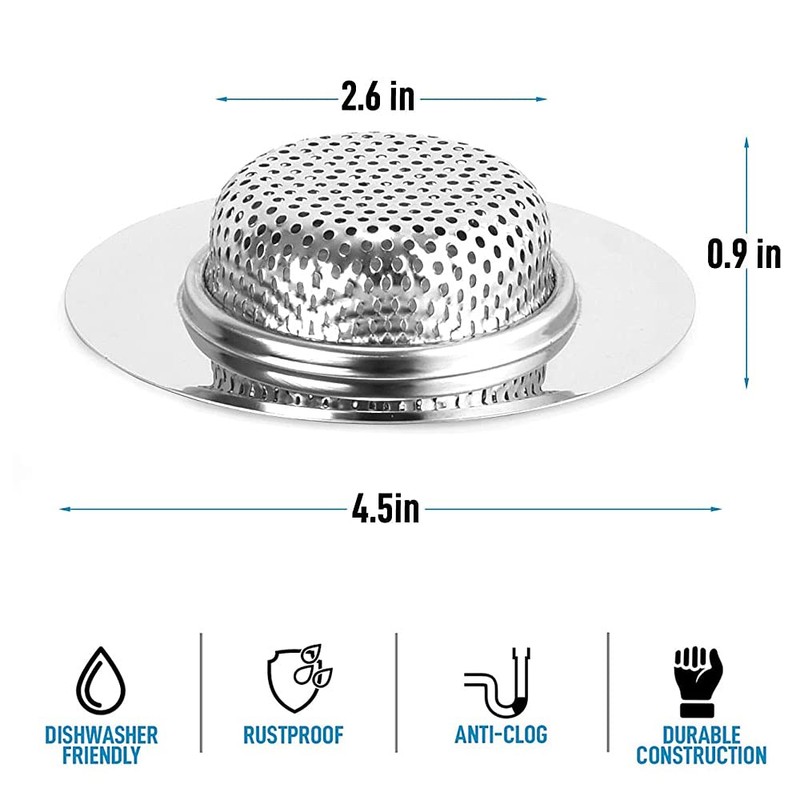 QYHOO 2 PCS Kitchen Sink Strainer Stainless Steel, 4.5 inch