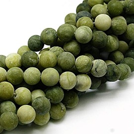 Natural Gemstone Beads Taiwan Jade Matte Frosted Round 4 mm 6 mm 8 mm 10 mm Green Set Loose Gemstone Jewellery Beads Craft Accessories Pearl Necklace (4 mm, 25 Pieces)