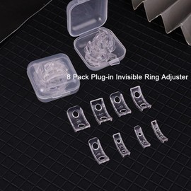 LNtech Ring Sizer Adjuster for Loose Rings,8 Pack Plug-in Invisible Ring Adjuster, 8 Pack Spiral Silicone Tightener Set,Fit Any Rings,Silicone Ring Size Adjuster Set for Women and Men(Clear)