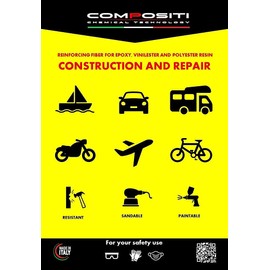 Fibreglass Fabric 500 g/m² for Epoxy Resin and Polyester, White, 125 x 30 cm, First Choice, Orientation 45° + 90-90 Professional