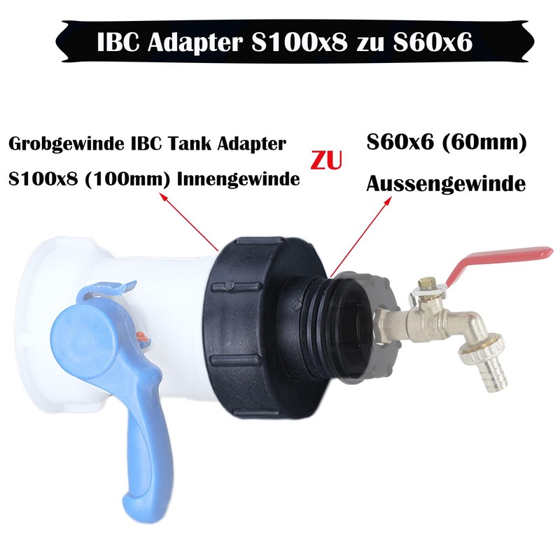 IBC Adapter S100 x 8 to S60 x 6 Coarse