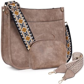 HKCLUF 4055 Women's Fashionable Crossbody Bag Purse For Women Leather Handbag Wallet Set Waterproof Women Crossbody Bag With 2count Adjustable Guitar Strap Perfect:_Mushroom