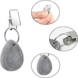 MEZOKUCEL Tablecloth Weights Hangers,8 Pcs Tear Drop Marble tablecover Weights, Tablecloth Pendant Stone Table Cover Weights with Metal Clips for Outdoor Party Picnic Table Decoration (Grey)