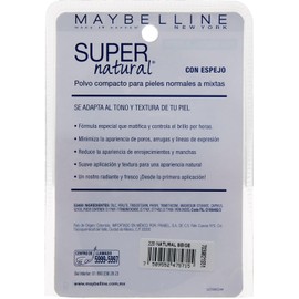 Maybelline Base de Maquillaje en Polvo Fit Me, 220 Nat Beige, 12 gr, matifica y controla brillo por 16h, minimiza la apariencia de poros, iguala el tono y la textura de la piel