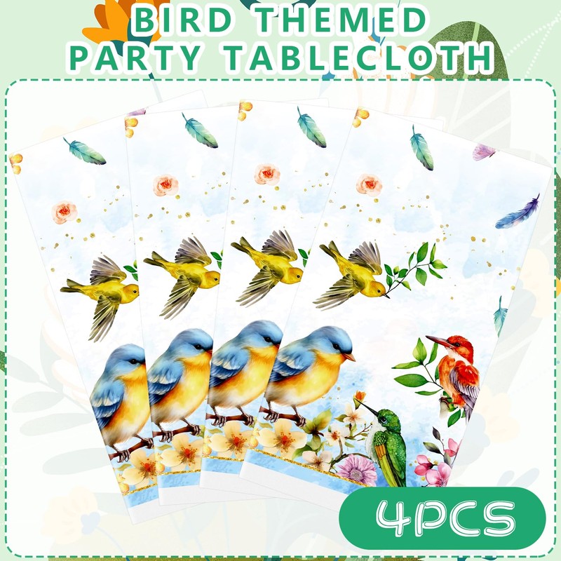 Ywediim 4 Pack Bird Party Supplies Rectangular Table Cover, for