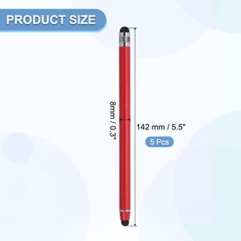 PATIKIL 5 Pcs Stylus Pens for Touch Screens, 2 in 1 High Sensitivity Universal Pen Capacitive Stylus for Phone Tablet Laptop Touch Screen Devices, Red