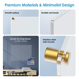 MaxGear Acrylic Dry Erase Board 16"x12" – Wall Mounted Frameless Whiteboard with Marker Holder, Markers & Eraser, Floating Non-Magnetic Writing Board for Office, School, Home, or Restaurant
