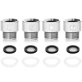 Shower Head and Shower Hose Adapter Set, Set of 4, Adapters for Hoses, Easy Installation, Shower Head Shower Hose Adapter Set, Leak Prevention, Chrome Plated, Prevents Leaks, Connecting Adapter (KMGO)