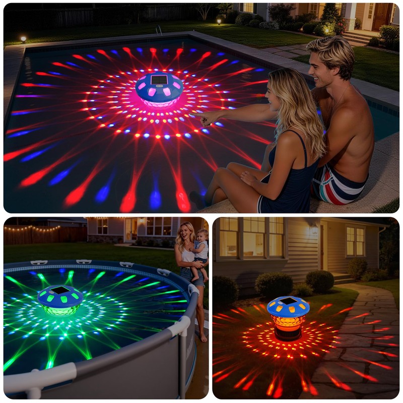 KingSom 2026 Upgraded Pool Chlorine Floater,Solar Chlorine Floater w/Lights,Button Control