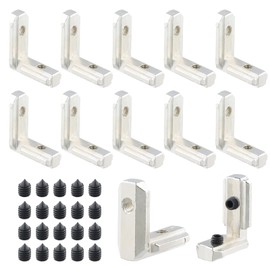 Gudalea Pack of 10 Groove Inner Angle Connectors, Corner Angle Aluminium Profiles, Compatible with Aluminium Extrusion 3030 Series (37 x 31 mm with Screws)