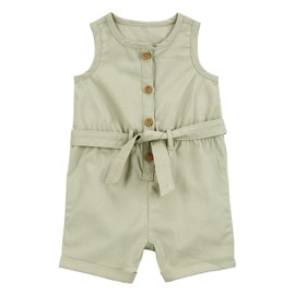 Carter's Baby Girls' Snap Up Cotton Romper, Olive Canvas, 12 Months