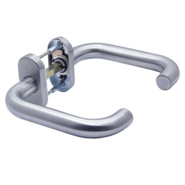 APECS Door Handles Oval Rosette Stainless Steel for Front Door and Interior Doors Handle Set U-Model H-0903