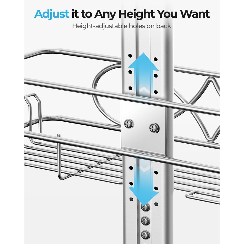 ODesign 2 Tier Stainless Steel Anodized Aluminum,Height-Adjustable Rustproof Shower Caddy