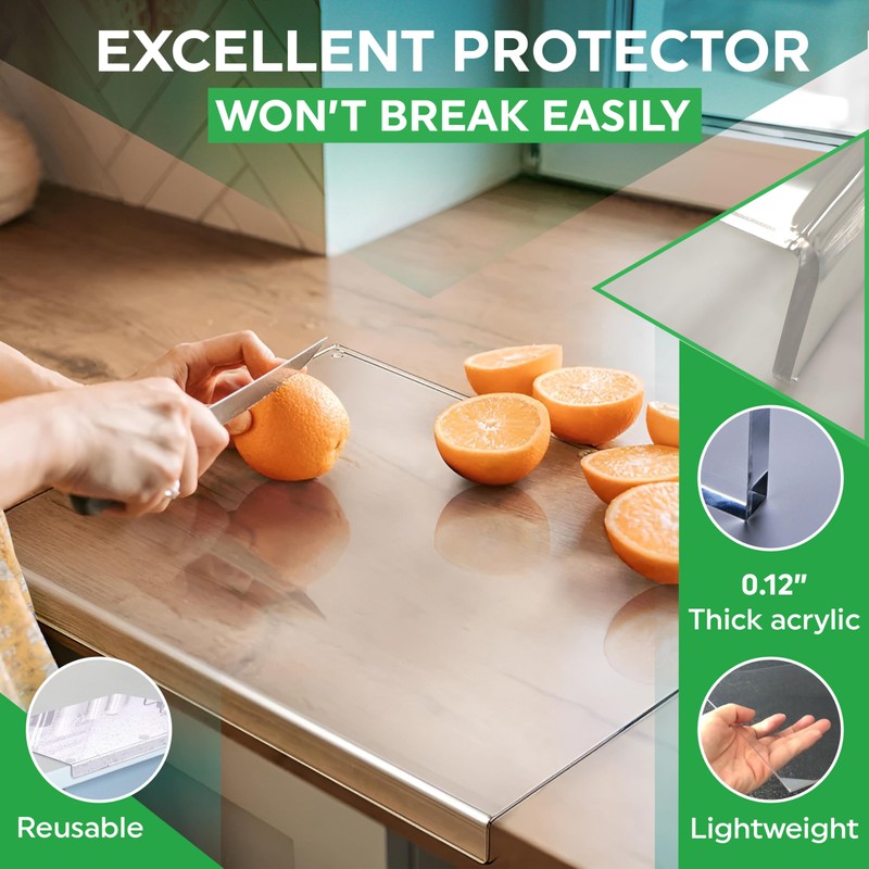 Acrylic Cutting Board with Counter Lip in Small, Large and