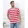COSAVOROCK Men's Wide Striped Cotton Short Sleeve T-Shirts Crew Neck