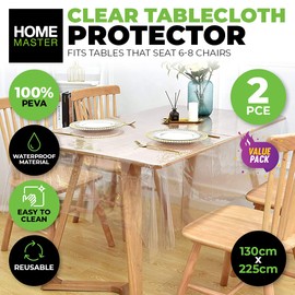[2PCE] Home Master Damask Luxurious Clear Tablecloth Protector Rectangle Elegant Design 130cm x 225cm
