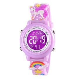 Dotodo Gifts for 3 4 5 6 7 8 Year Old Kids, 3D Cartoon Unicorn Watch for Girls Stocking Stuffers for Girls Great Toy for Girl Age 4-10 Birthday Gifts Educational Toys Xmas Gifts for Kids - Purple