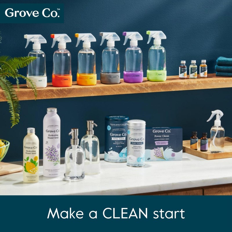 Grove Co. Foaming Soap Dispenser, 2 x Refillable Glass Bottles