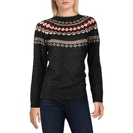 Weatherproof clásico Suéter cálido con cuello redondo para mujer, Azul Marino, L
