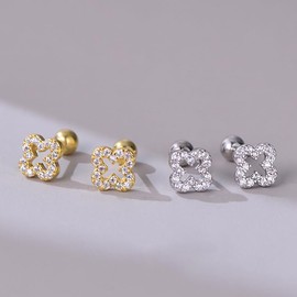 ZOYA JEWELRY DESIGN Gold Plated 925 Sterling Silver flower shape Stud Earrings - Cute Gold Earrings for Women and Girls - Hypoallergenic Trendy TikTok Stud Earrings (Gold plated)