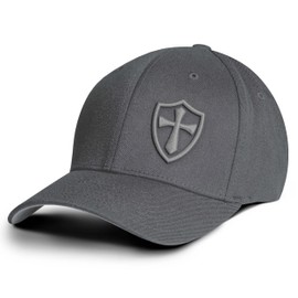 Dion Wear Crusader Baseball Cap for Men, Mid Profile Stretch Fitted, Grey Hat with Grey, Large/X-Large