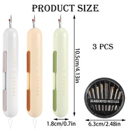 3 Pcs 2 in 1 Needle Threader Seam Ripper, 30pcs Sewing Needles Portable Seam Remover, Quick Thread Remover Tool, Upgraded Version High Efficiency Sewing Needle Threader Tool