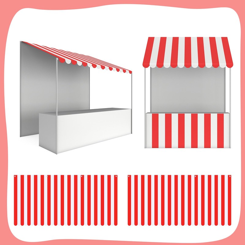 Preboun 4 Pcs 27.6''x 59'' Circus Awning Decor Decorations Striped