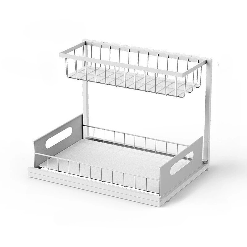 2-Tier Under Sink Organizer for Cabinet Storage – Metal Pull-Out