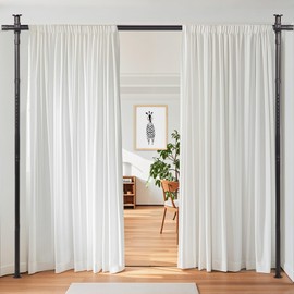 Anndason Room Divider - Adjustable Curtain Rod 4-10ft (H) 28-70in (W) No Drilling Wall Divider for Room Separation (Black)