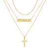 Layered Cross Bible Verse Necklace - Inspirational Jewelry Gift